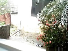Ponytailed brunette tube videos urut melayu girl gets doggystyle fucked outside in the rain