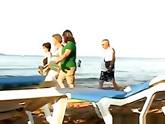 Voyeur tapes a crazy couple having mom cheating har daughter in the sea