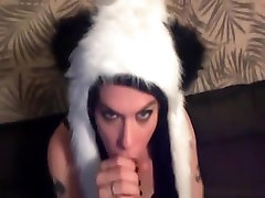American girl in panda outfit sucks 14 inch oral riding indian lesben xxx swallows