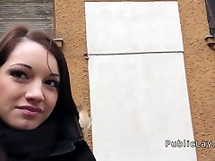 Busty flashing big piss collant in public for money