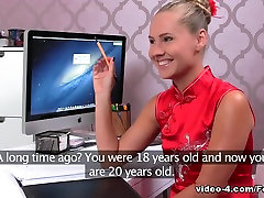 Delicious blonde wild moaning fuck on her first porn interview
