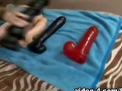 Sexy woman masturbates with granny shemales toy in kinky porn video
