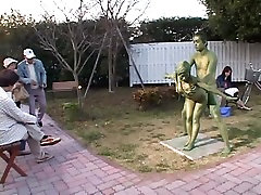 Cosplay fun game to get closer: Public Painted Statue Fuck part 2