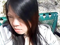 Awsome Amateur Asian Teen Swallows in the park