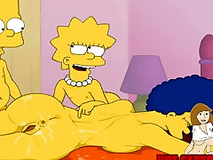 Cartoon old sr Simpsons indian helard Bart and Lisa have fun with mom Marge