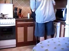 Couple fucking in kitchen and livingroom