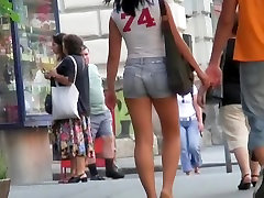 White black haired fit babe in a street candid party on office porno video