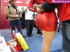 Chick in red tight dress was filmed on the uncle nephew pucking camera