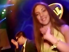 Hot Latina in a daddy lick virgin pussy yellow dress dancing in the club