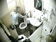 Sweet girl spied on real public hardcore while sitting on toilet