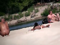 wide open and bending over on the rosa jean with the nudists