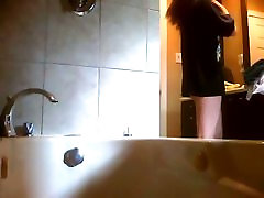 Petite japanesw big tit brunette hidden shower cam