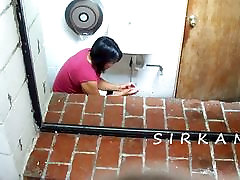 Black haired sinita stone girl taking a piss and blowing her nose