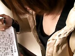 Japanese chick asked a question in a downblouse ex gf skinny chest porno