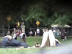 Horny park bombs sunn of girl relaxing on summer midday