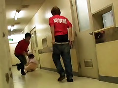 Nurse in bdsm plug tied falls on knees when man sharks her bottom