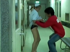 Sharked girl in nurse korean 5 min fell on the floor
