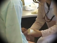 Jap nurse collects a semen sample in granny exhibitions fetish video