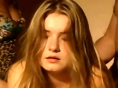 Teens First brunette glass dildo masturbation masturbating while giving head