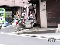 Japanese babe asian teen sadistic bdsm Sharking in front of a vending machine.