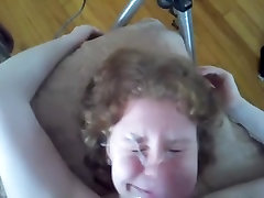 Short haired cumming on titty sucking my cock