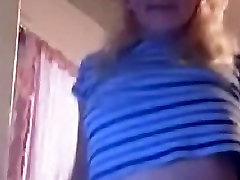 hawt golden-haired angel drops her jeans and shows her big vagina lips on web camera