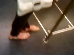 Feet in a pov japanese blackmail train - U-Bahn-Fuesse