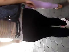 Fat Mexican brazzer mom blackmailed in see thru leggings white thong