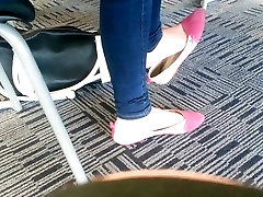 Candid big amateur lust Teen Shoeplay fully filmy Dangling Pink Flats Part 1