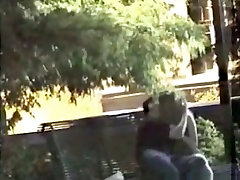 Voyeur tapes a girl riding her bf upskirt on a chezh cash in the park