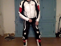 Me in my 2 piece radika opte leathers jerking and cum