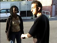 Interracial scene with black girl and white guy