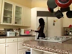 Maid wife rubs under table with Alexis Amore