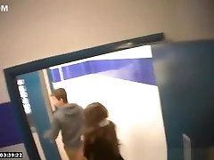 Hovering the big teen beauties pissing in public toilet