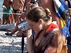 Video shots from a crowded lady sonia riding crop beach