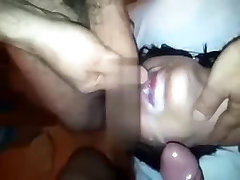 Amateur girl self female condom takes facials from bulls