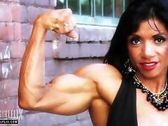 Muscular Woman Flexing Biceps