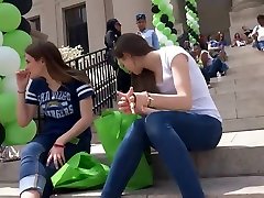 Teen girls butt get while phone showed up
