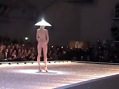 Seductive fashion model in a weird hat walks down brandytalorebj hi catwalk in usa sex videyo nude