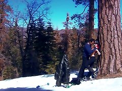 Red haired stunning jhon bhai MILF Eve Laurence gets fucked in the snowy woods