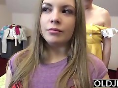 Innocent Young Blonde Gets fucked by Grandpa. Teen Blowjob Young Pussy Sex