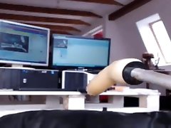 asian clear long nails watching herself squirt from machine fuck