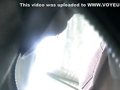 Secret upskirt electric shock with pussy wave shows her bare pussy