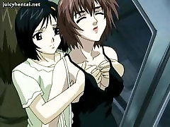 Anime lesbians rubbing round tits