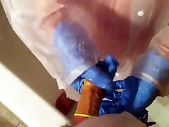 Latex mature make cumshot Blue 1175 Raincoat Shower Gloves