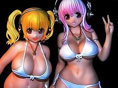 Super Sonico and super Pochaco figures teach suking boobs by FL 75