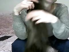 Sexy man black vs women Hairplay, Brushing, Striptease, Long Hair