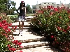 College girl walks like baby giraffe in heels