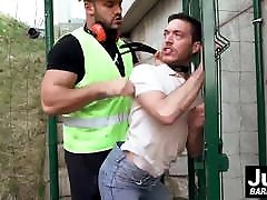 Innocent guy slapped and choked before being barebacked hard