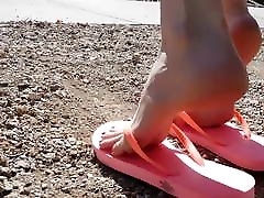 Emily modeling sex spain hot pink flip flops and pale skin